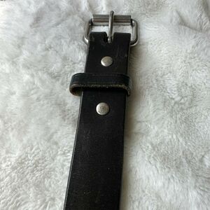 AMISH Handcrafted Thick BLACK Leather Belt Silver Roll Buckle SZ30 Made In USA